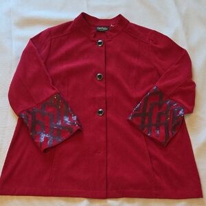 Bob Mackie Red Kids Cape with Patterned Cuffs